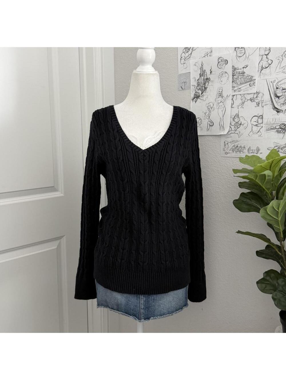 y2k cable knit cotton & nylon sweater
